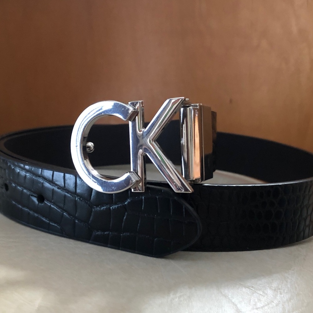 Calvin Klein double side  Belt with Silver CK Buckle